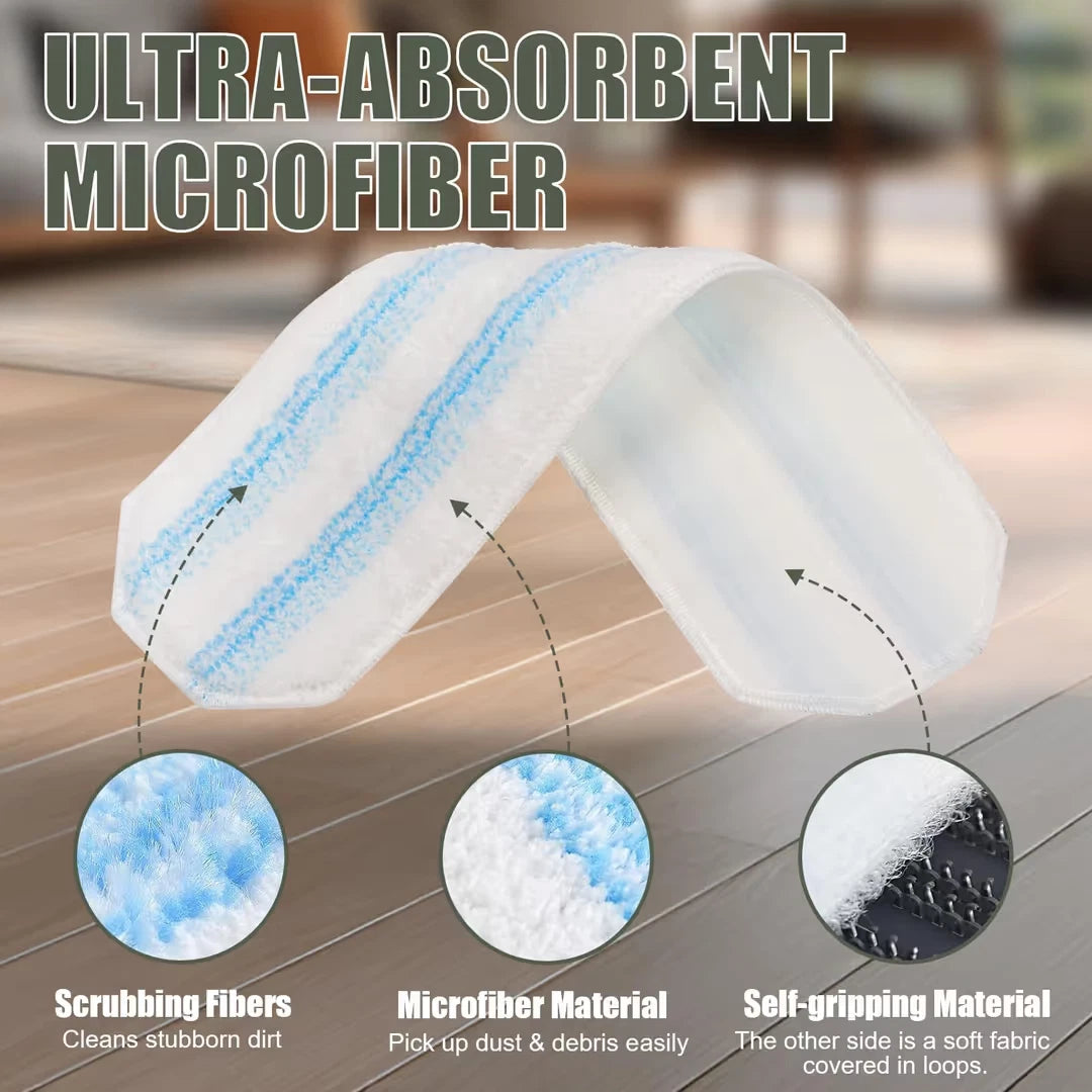 Flat mop refill pads microfiber replacement heads for absorbent floor cleaning


