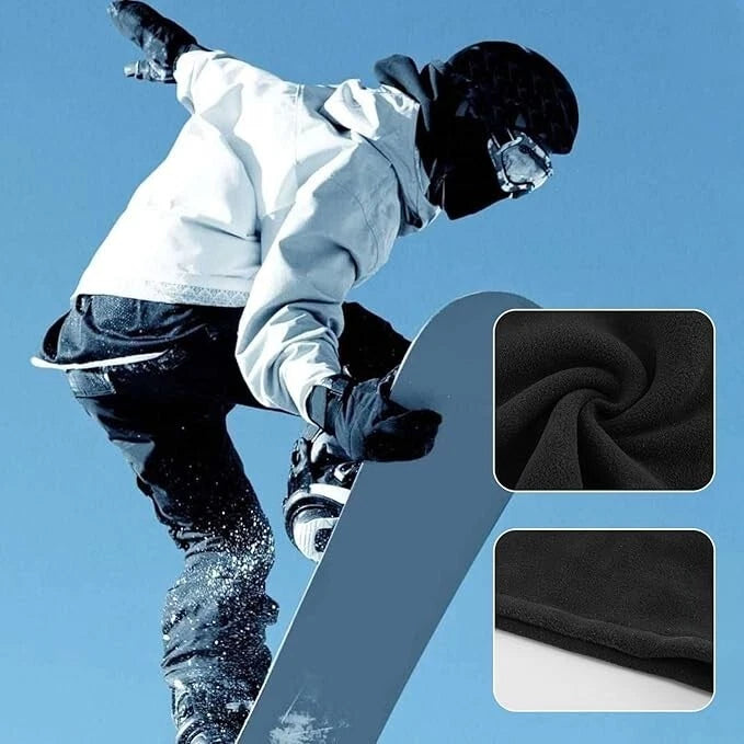 Close-up of fleece snood scarf showing soft warm material