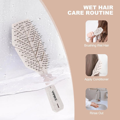 Flexible bristles detangling brush close detail view