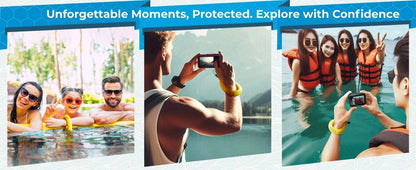 Floating camera wrist strap used during snorkeling to keep device afloat