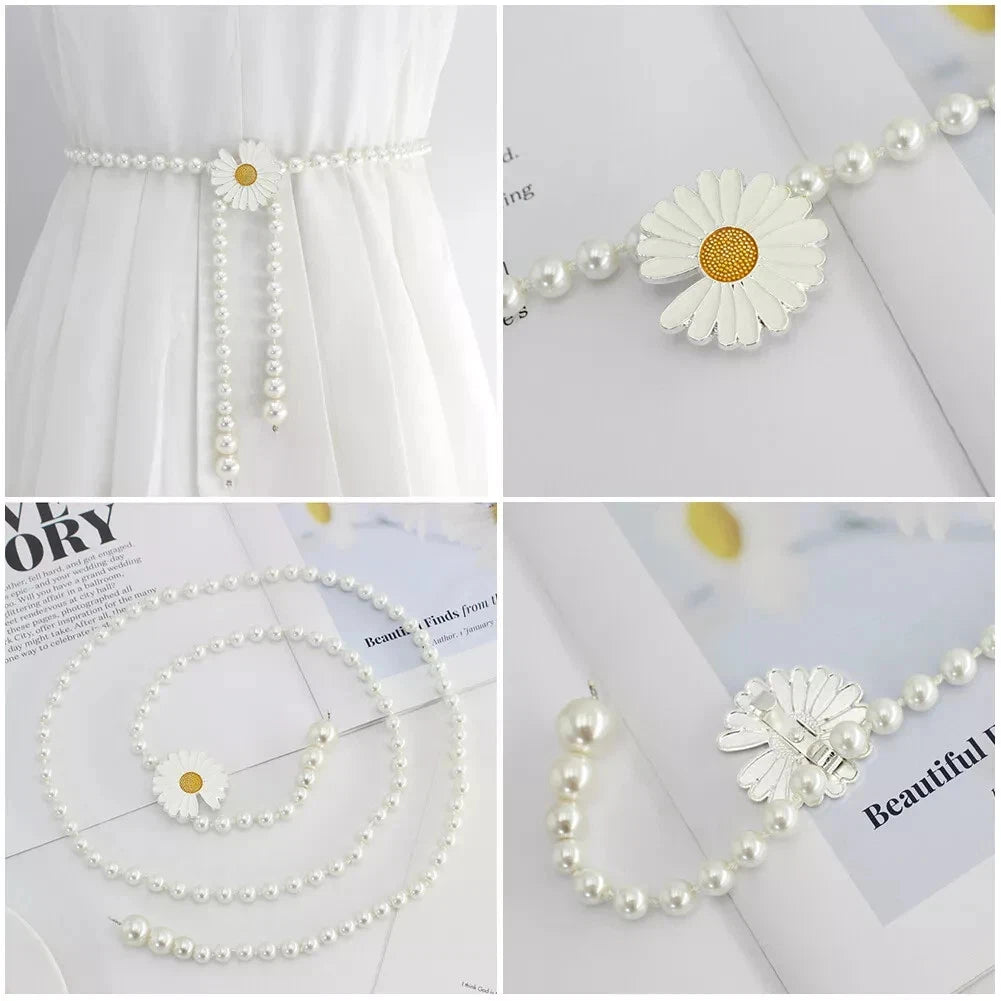 Flower pearl body chain retro style fashion jewelry