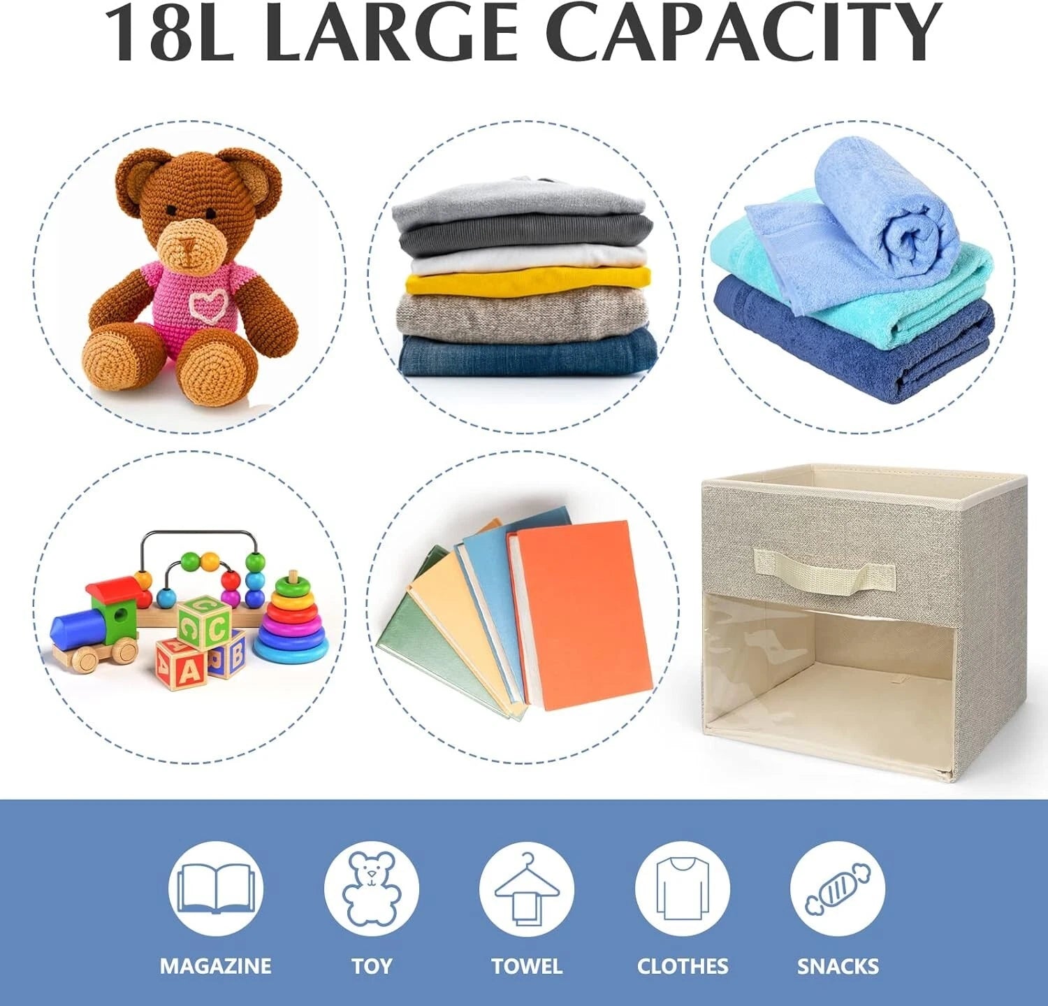 Foldable canvas box used as home storage solution for clutter
