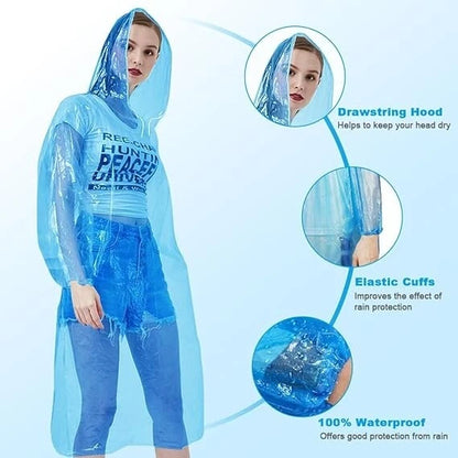 Foldable raincoat packed for travel and emergency use