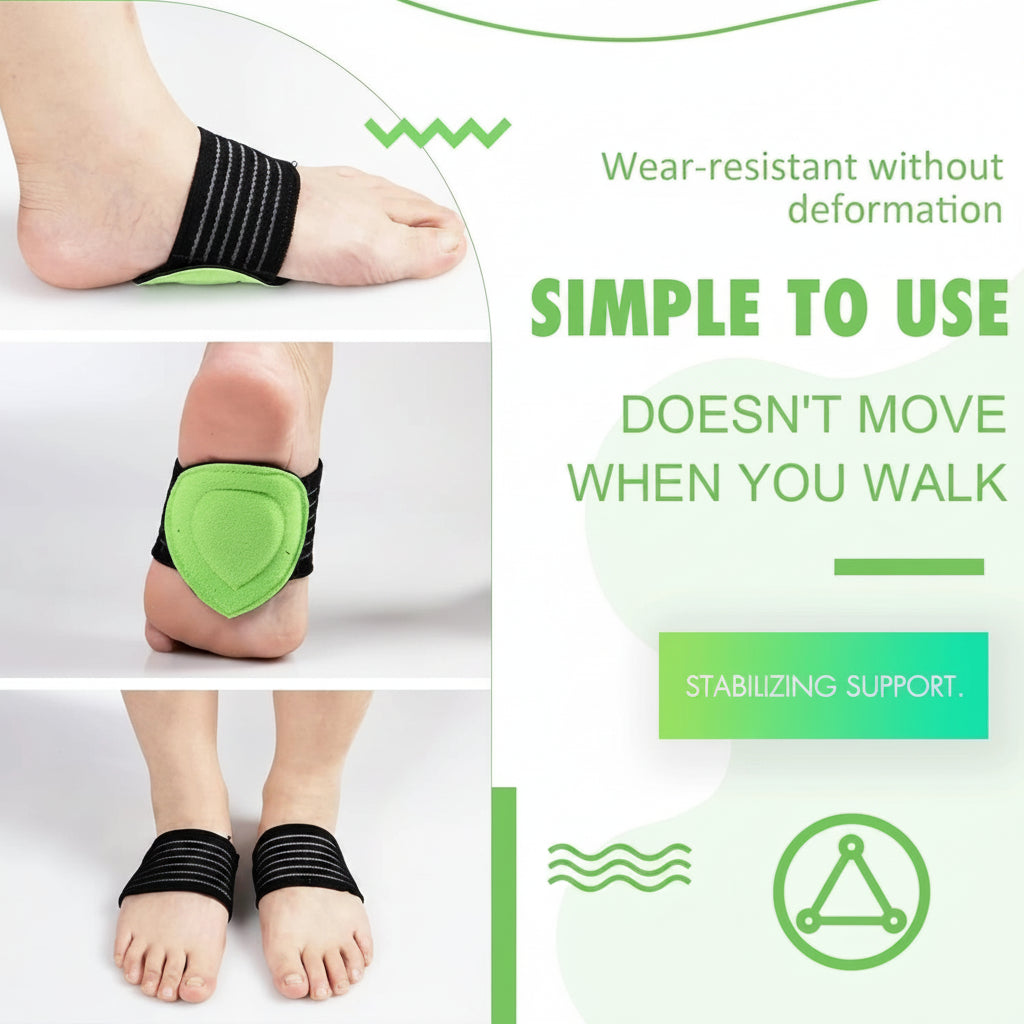Before and after comparison using arch support insoles for relief