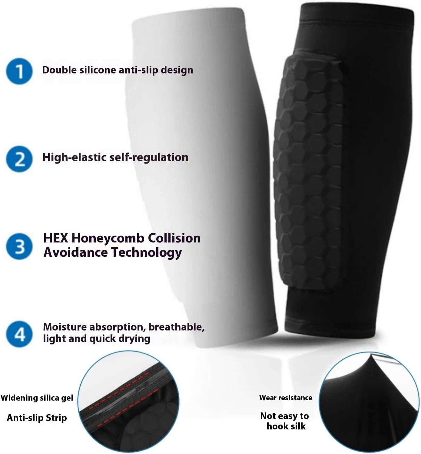 Football shin sleeve used for leg protection during sports