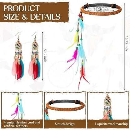 Fringe feather headband worn for bohemian festival look