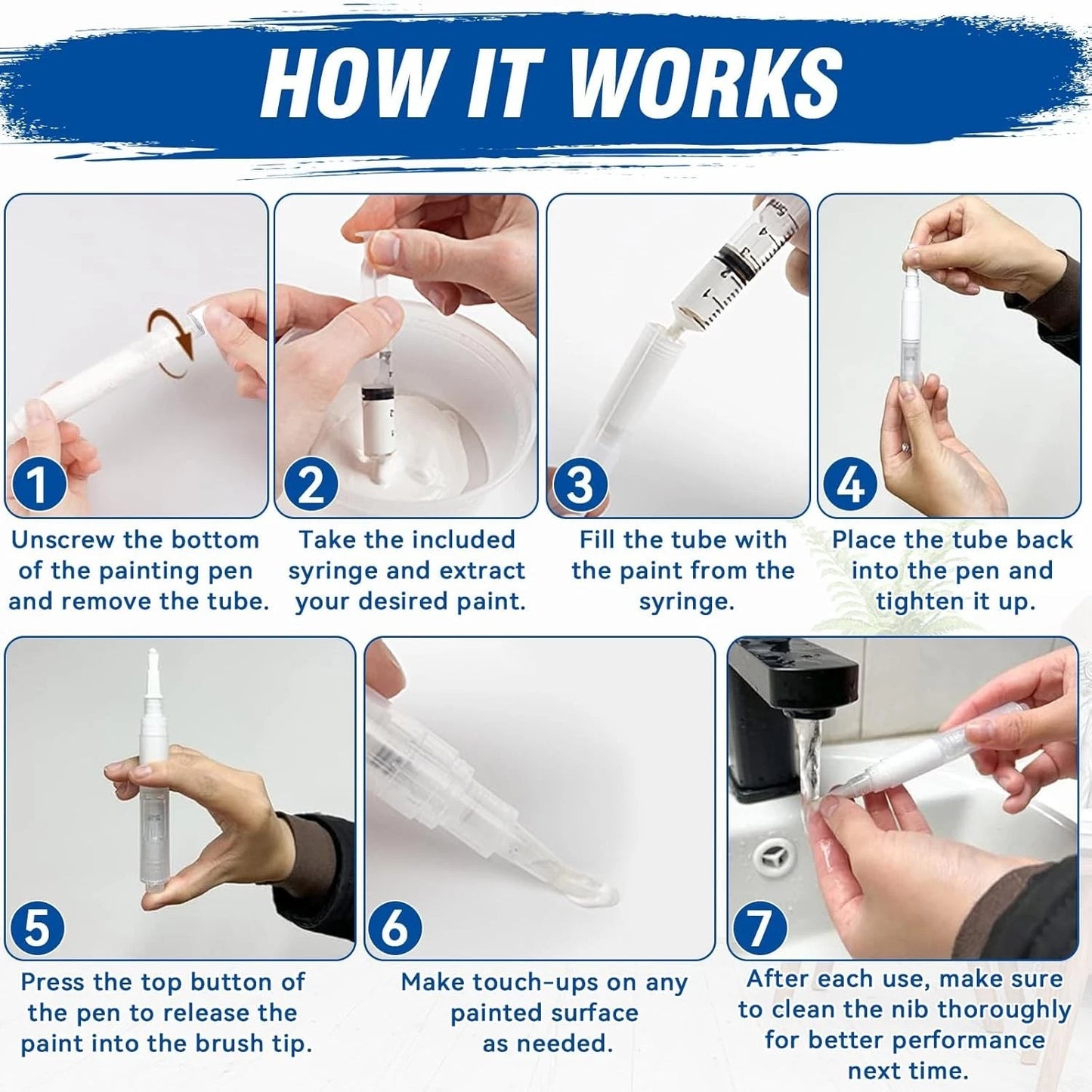 Furniture and wall touch up paint pen application use