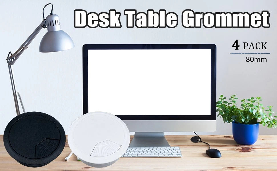 Gaming desk cable management setup with clean wire routing