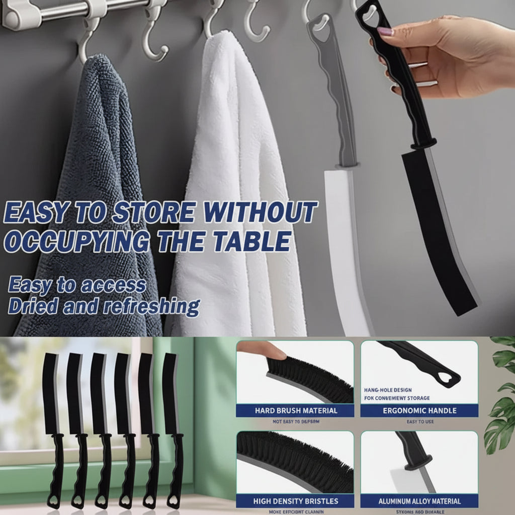 Gap cleaning brush removing dust from window track grooves