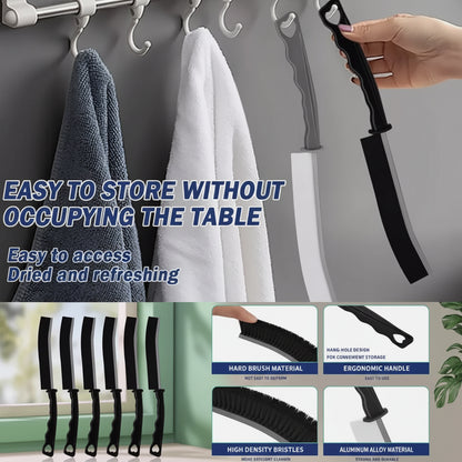 Gap cleaning brush removing dust from window track grooves