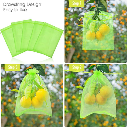 Close-up of garden fruit protection mesh breathable material