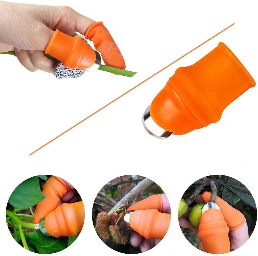 Close-up of gardening finger cutter sharp blade detail