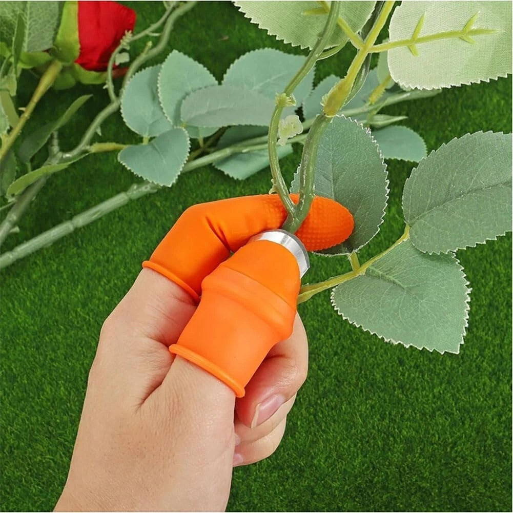 
Gardening thumb cutter showing comfortable adjustable finger fit
