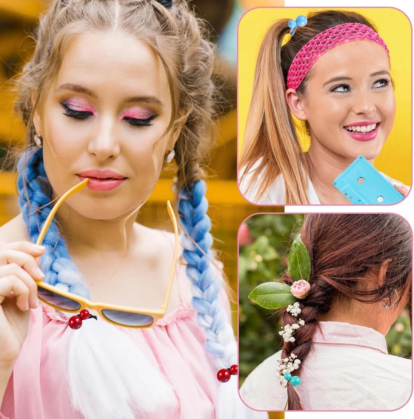 Girls elastic hair ties used for ponytails and braids