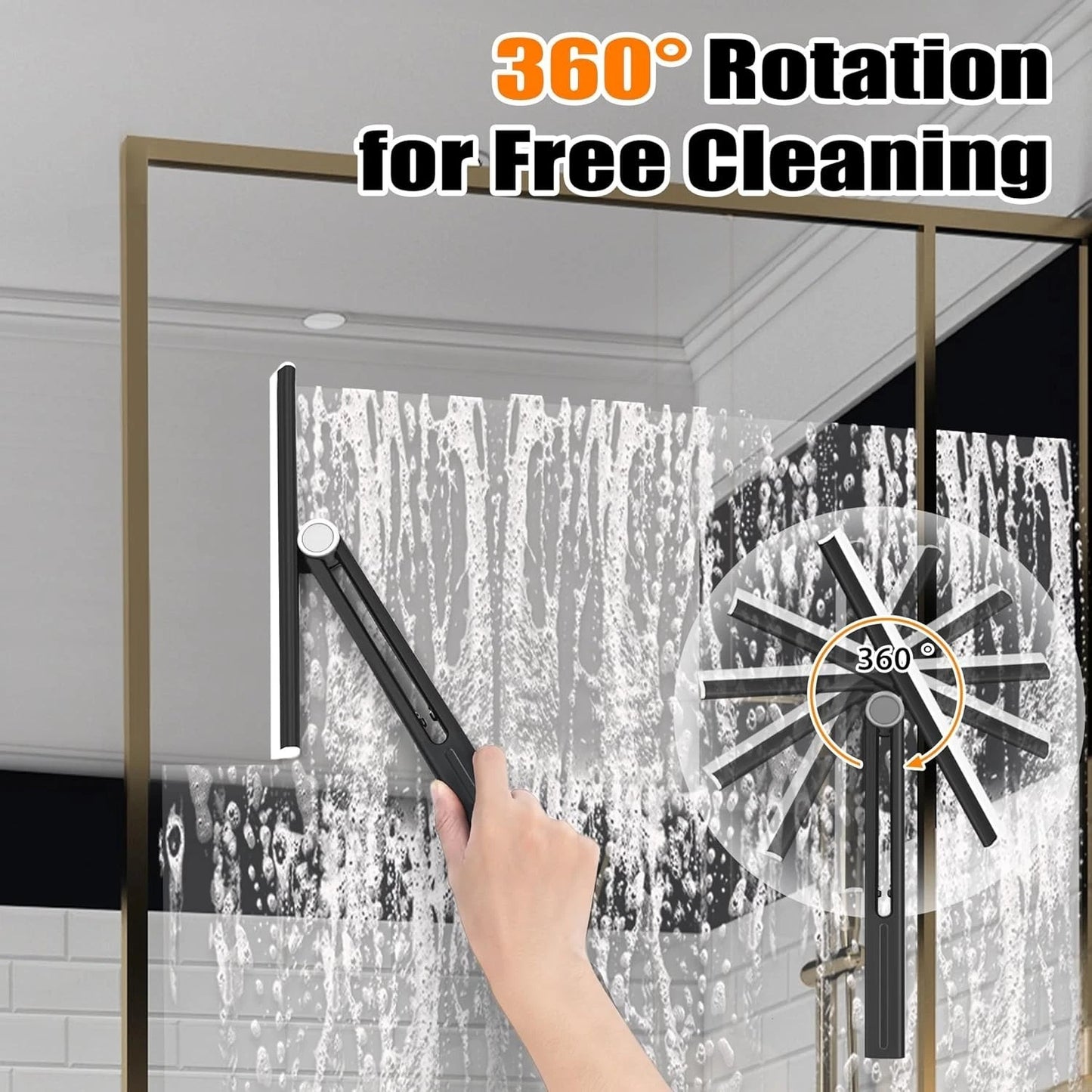 Glass cleaning squeegee leaving streak free shiny surface