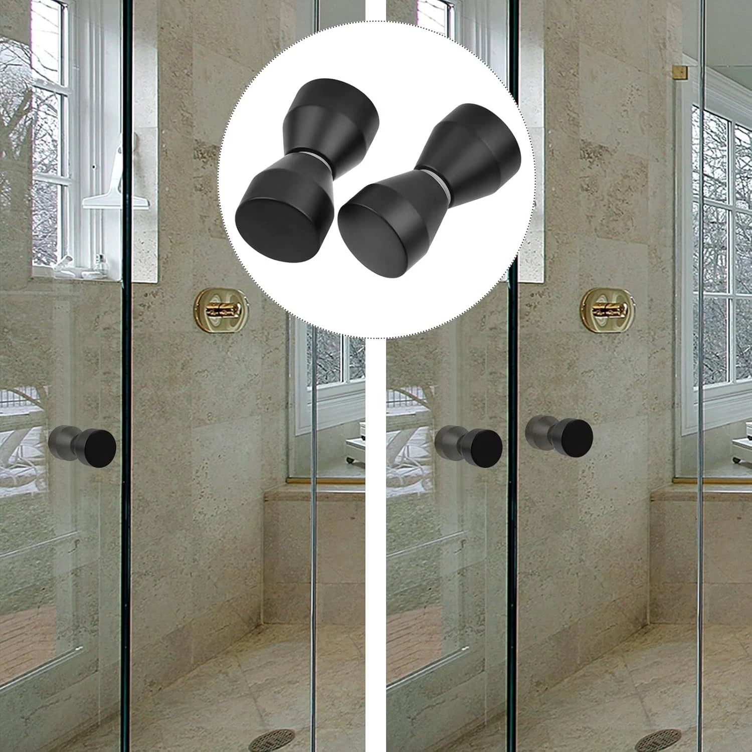Glass screen door knob screw fit used in bathroom shower