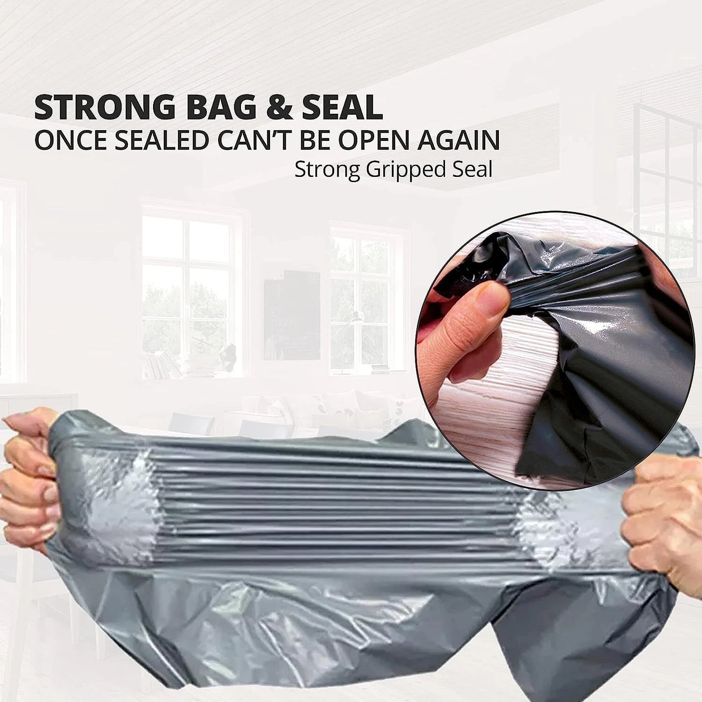 Grey postal bags used for packing online orders for shipping