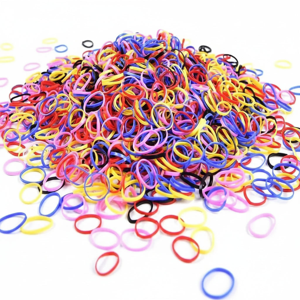 Hair elastics used in salon braiding and styling process