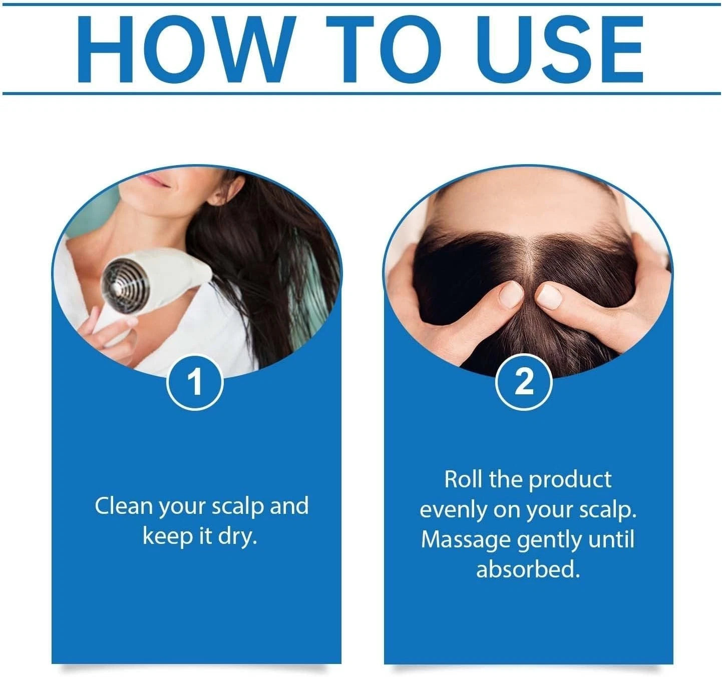 Hair growth serum dropper applying treatment to scalp roots