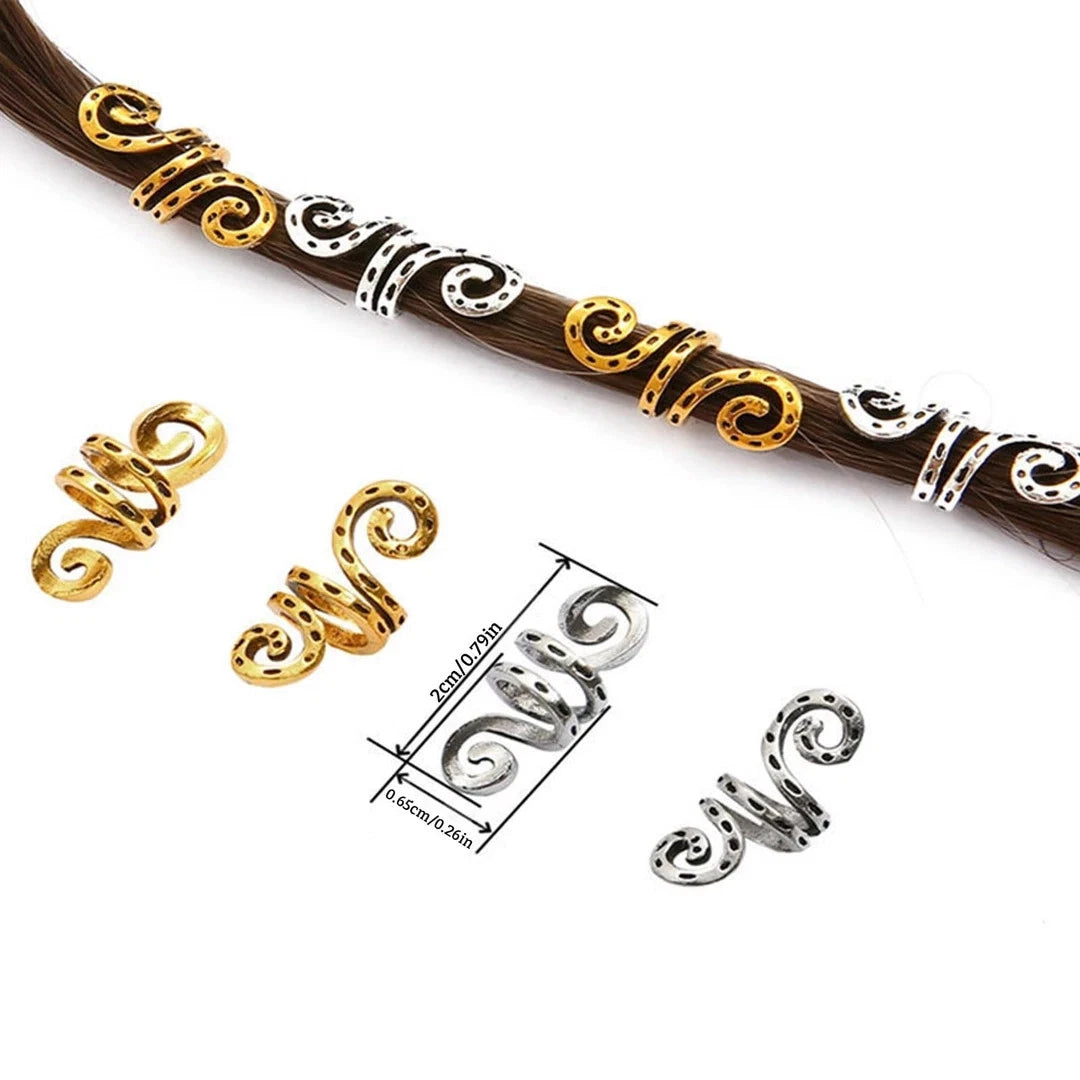 Metal hair jewelry cuffs designed for locs and braids