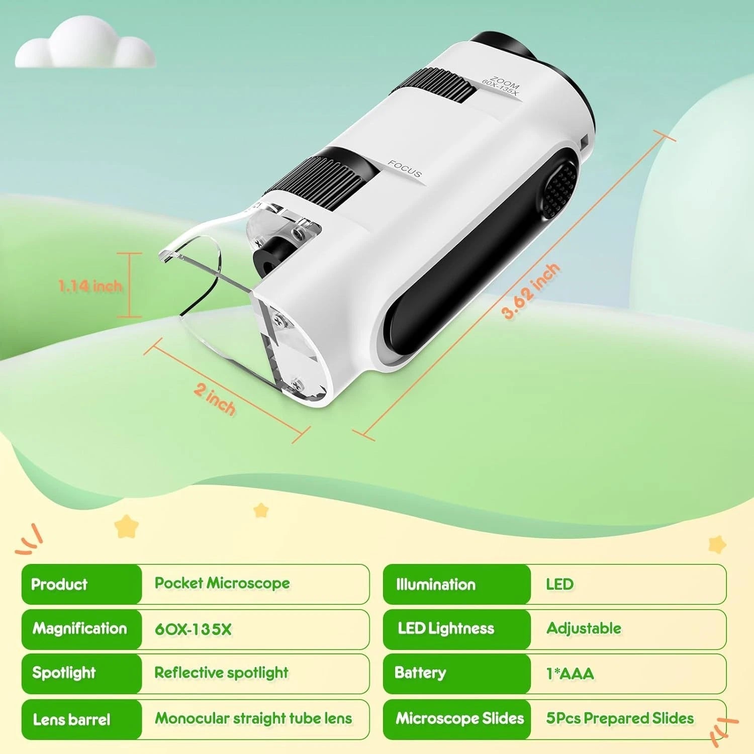 Handheld LED mini microscope used for kids science learning