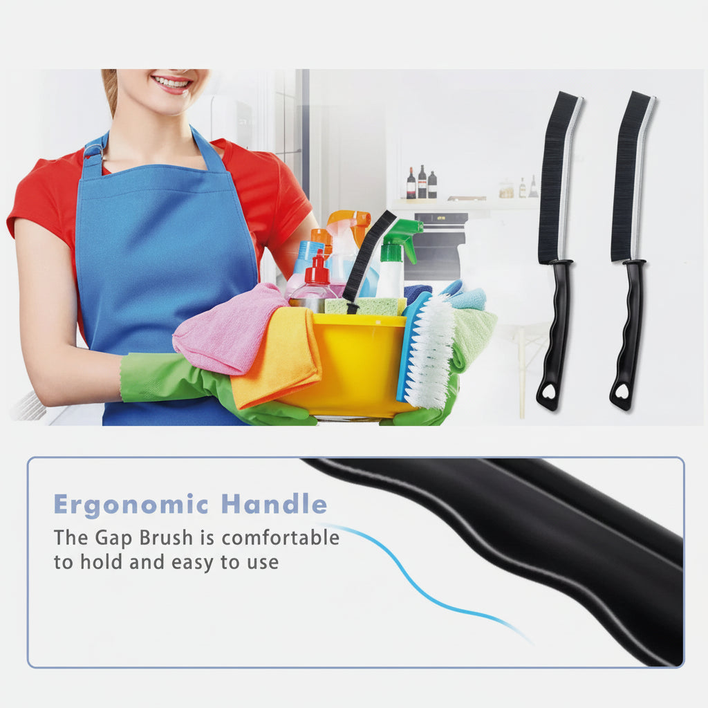 Hard bristle gap cleaning brush showing slim side profile