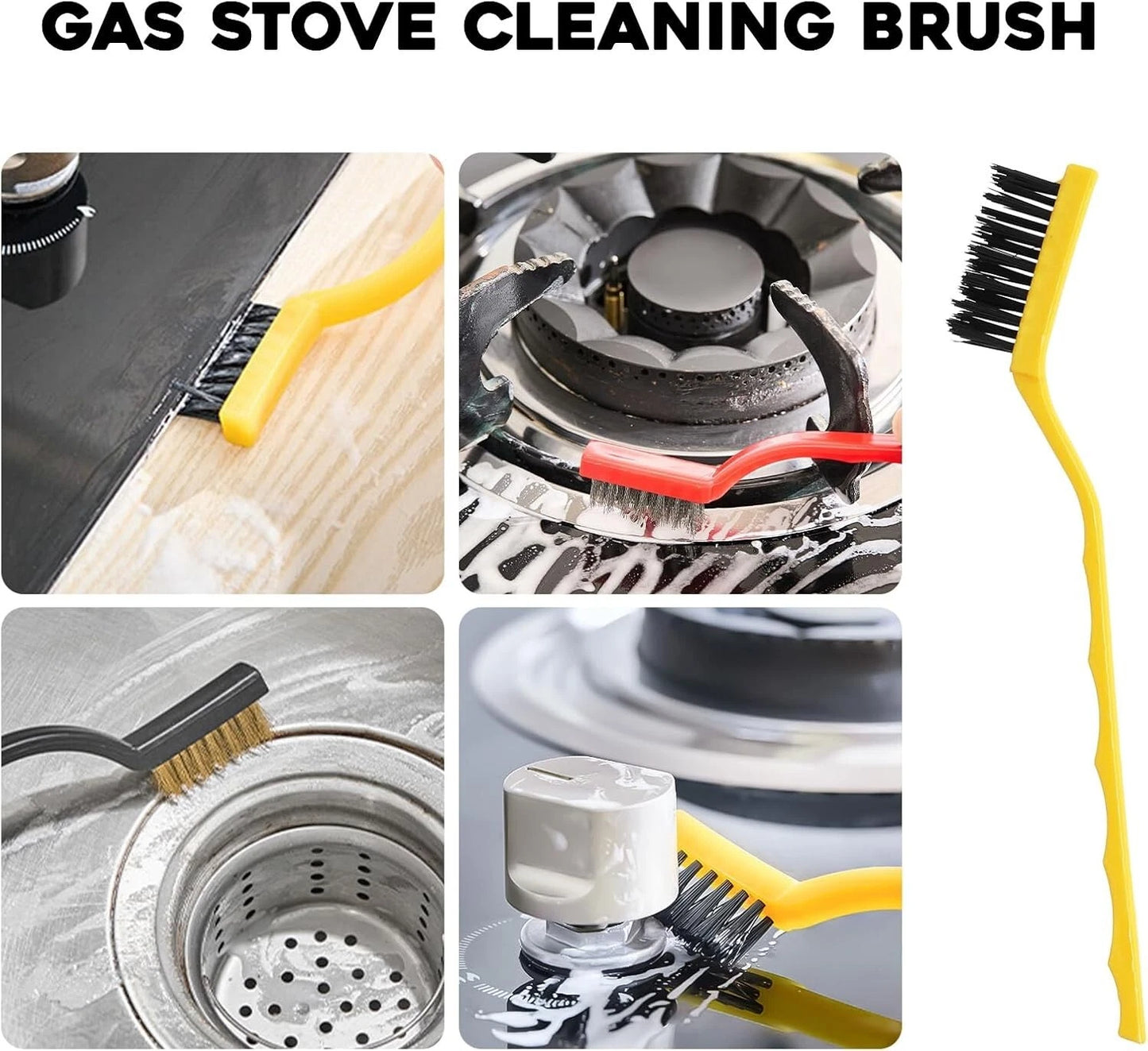 Hard bristle gap cleaning tool close-up for deep dirt removal