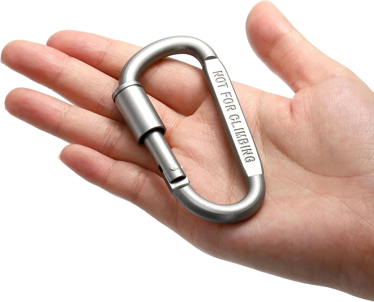 Heavy duty carabiner screw lock close up showing secure mechanism