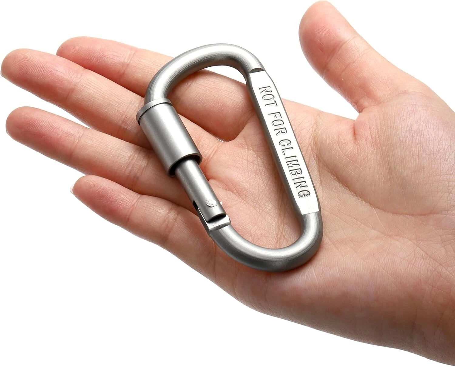 Heavy duty carabiner screw lock close up showing secure mechanism