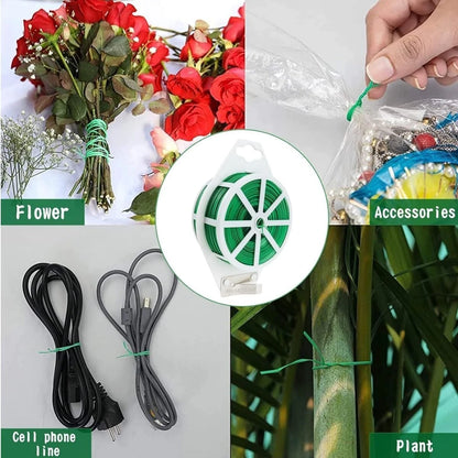Heavy duty plant tie roll showing flexible coated wire