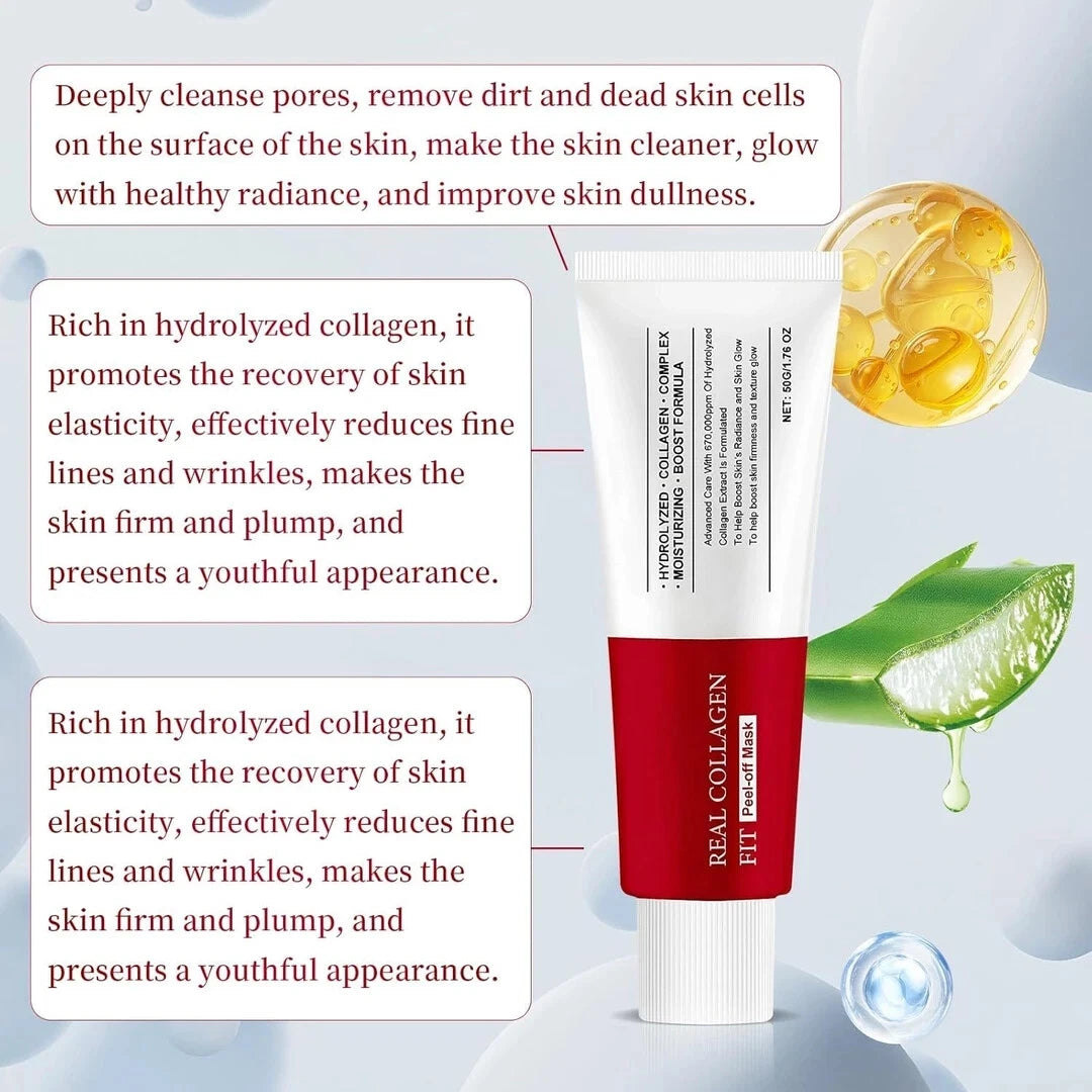 Hydrating collagen mask showing glowing smooth skin results