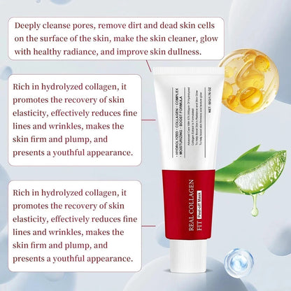 Hydrating collagen mask showing glowing smooth skin results