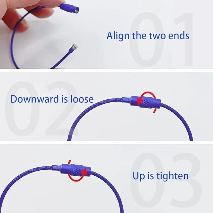 Key holder wire loop with secure locking mechanism