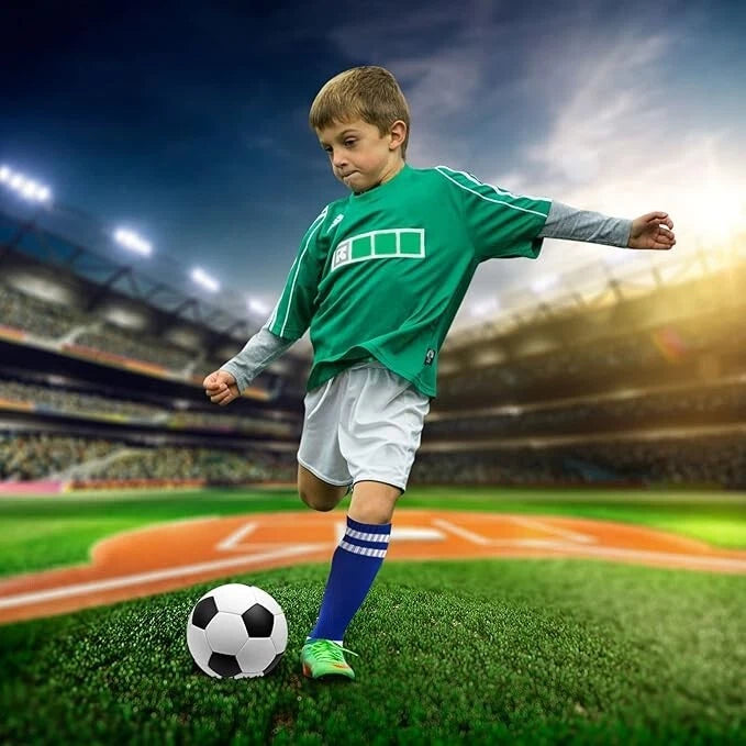 Kids compression football sleeve socks providing calf support during sports training