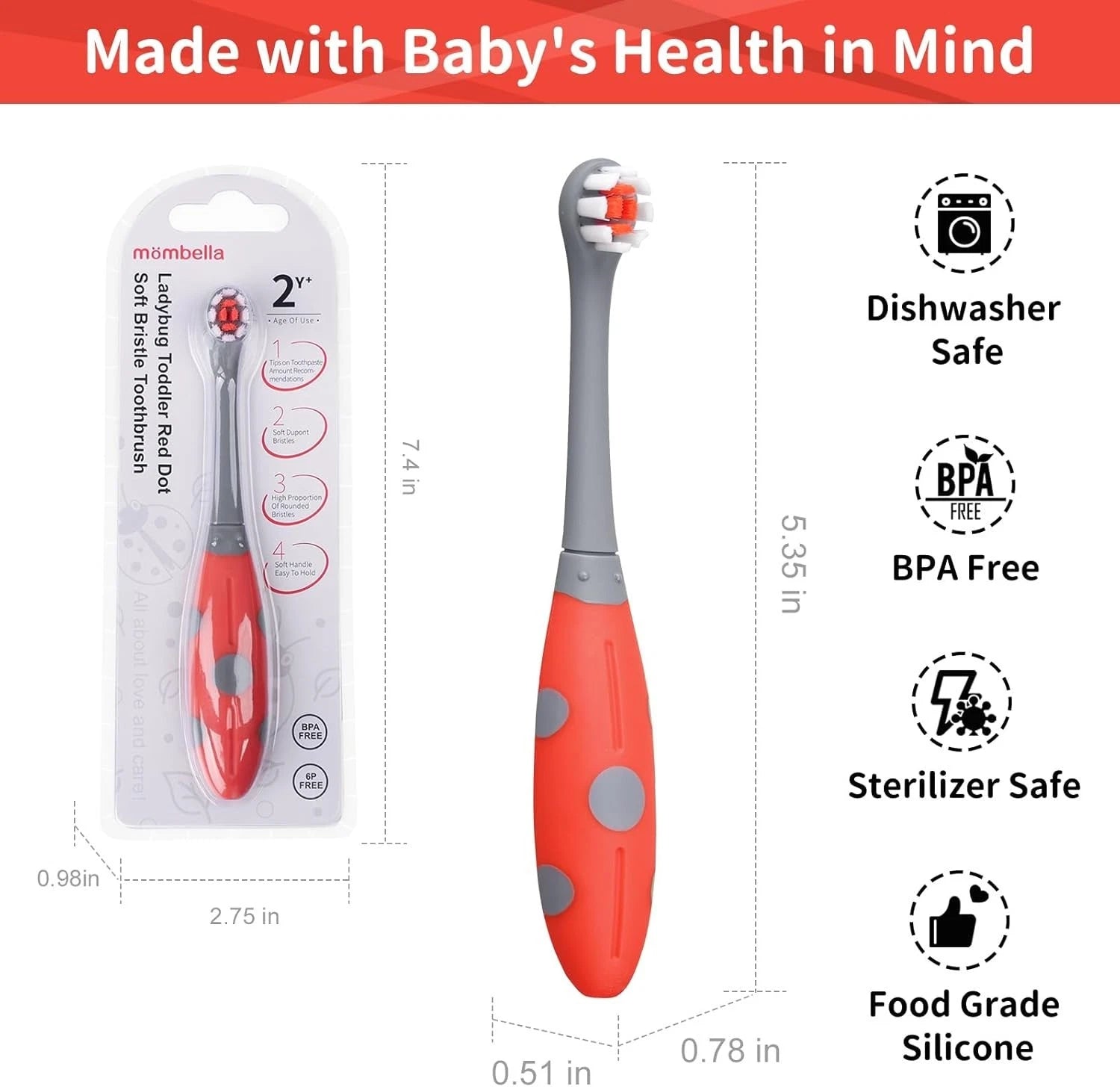Kids dental care toothbrush used for training brushing habits