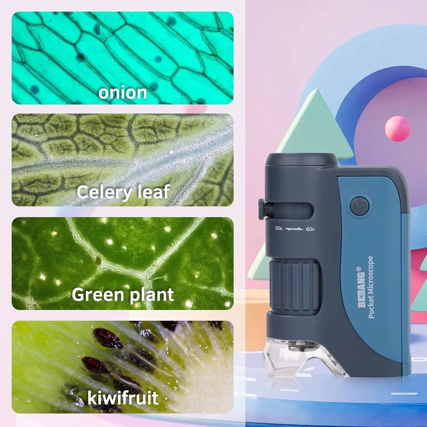 Kids using educational mini microscope for outdoor nature observation