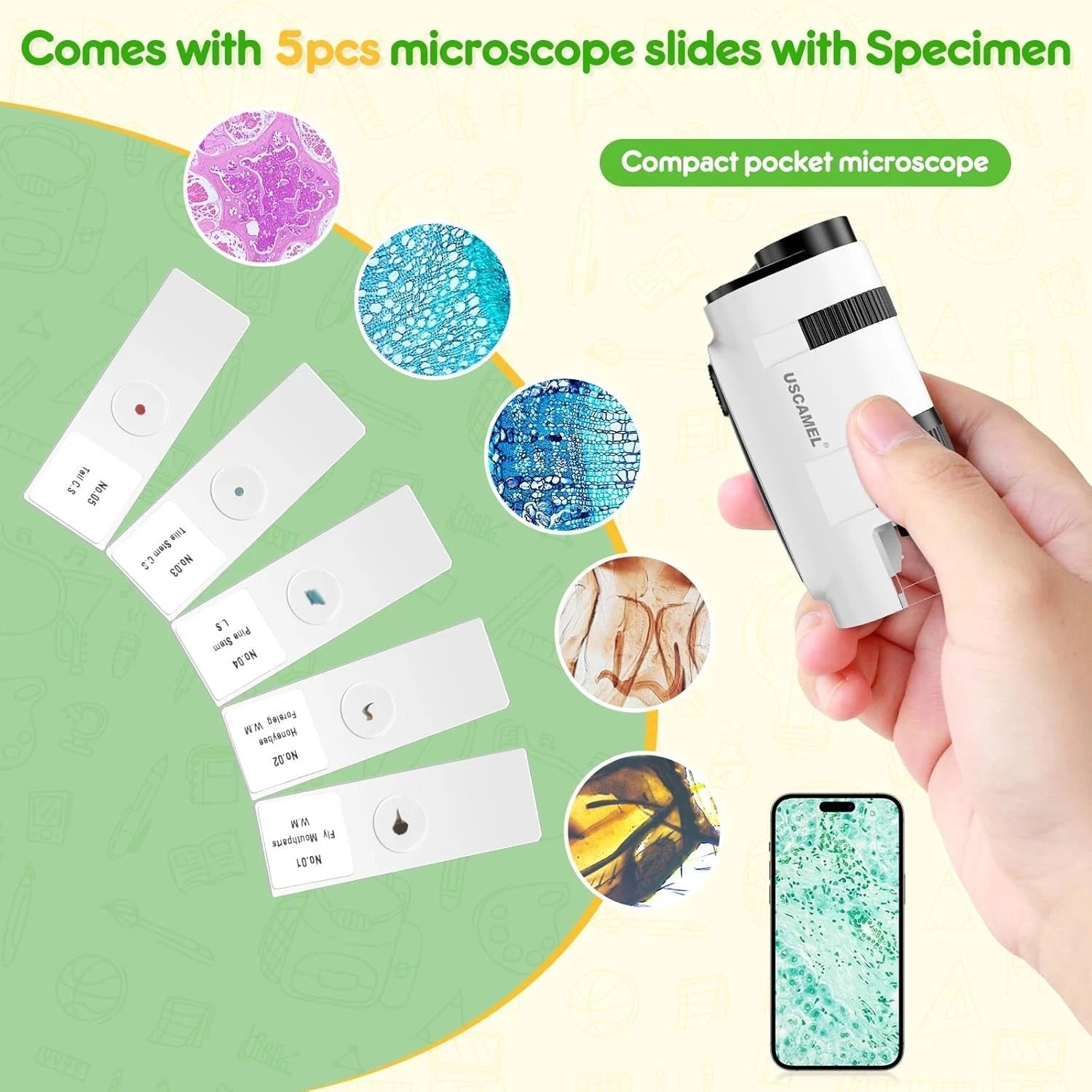 Kids educational mini microscope used for school science projects