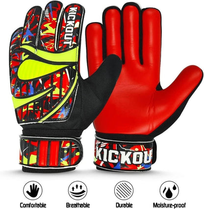 Kids soccer goalkeeper gloves used on outdoor field