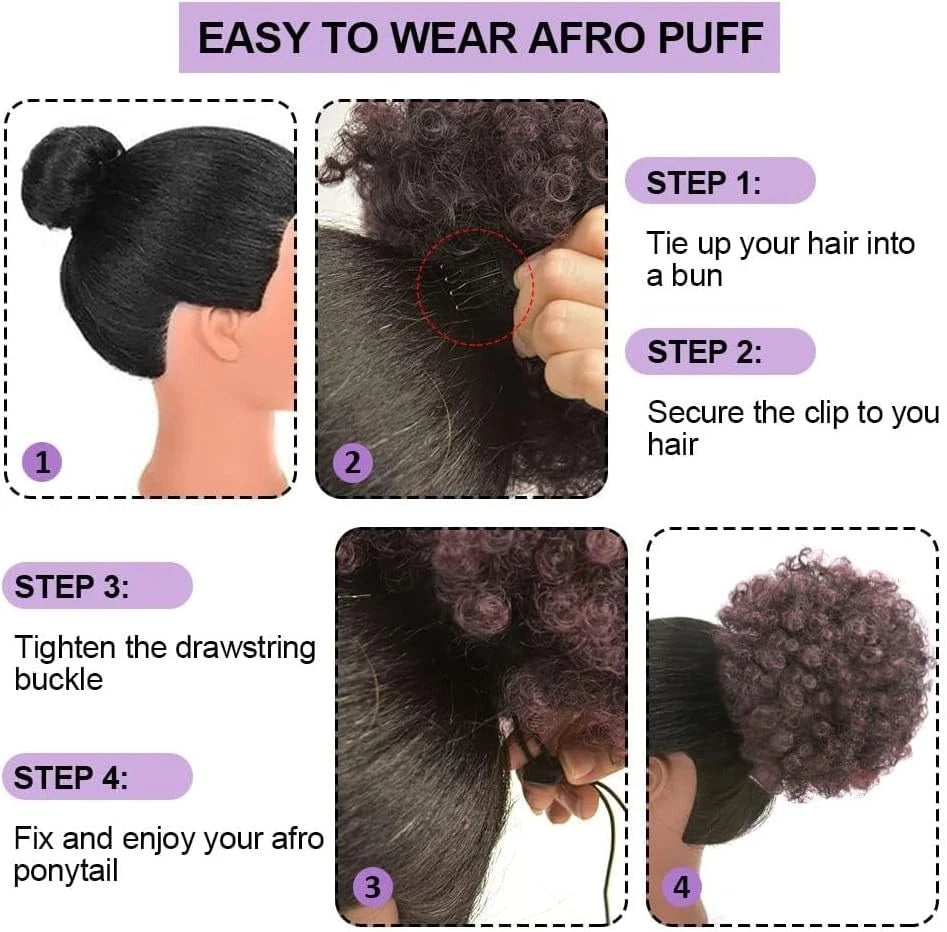 Kinky curly ponytail updo hairstyle with natural volume