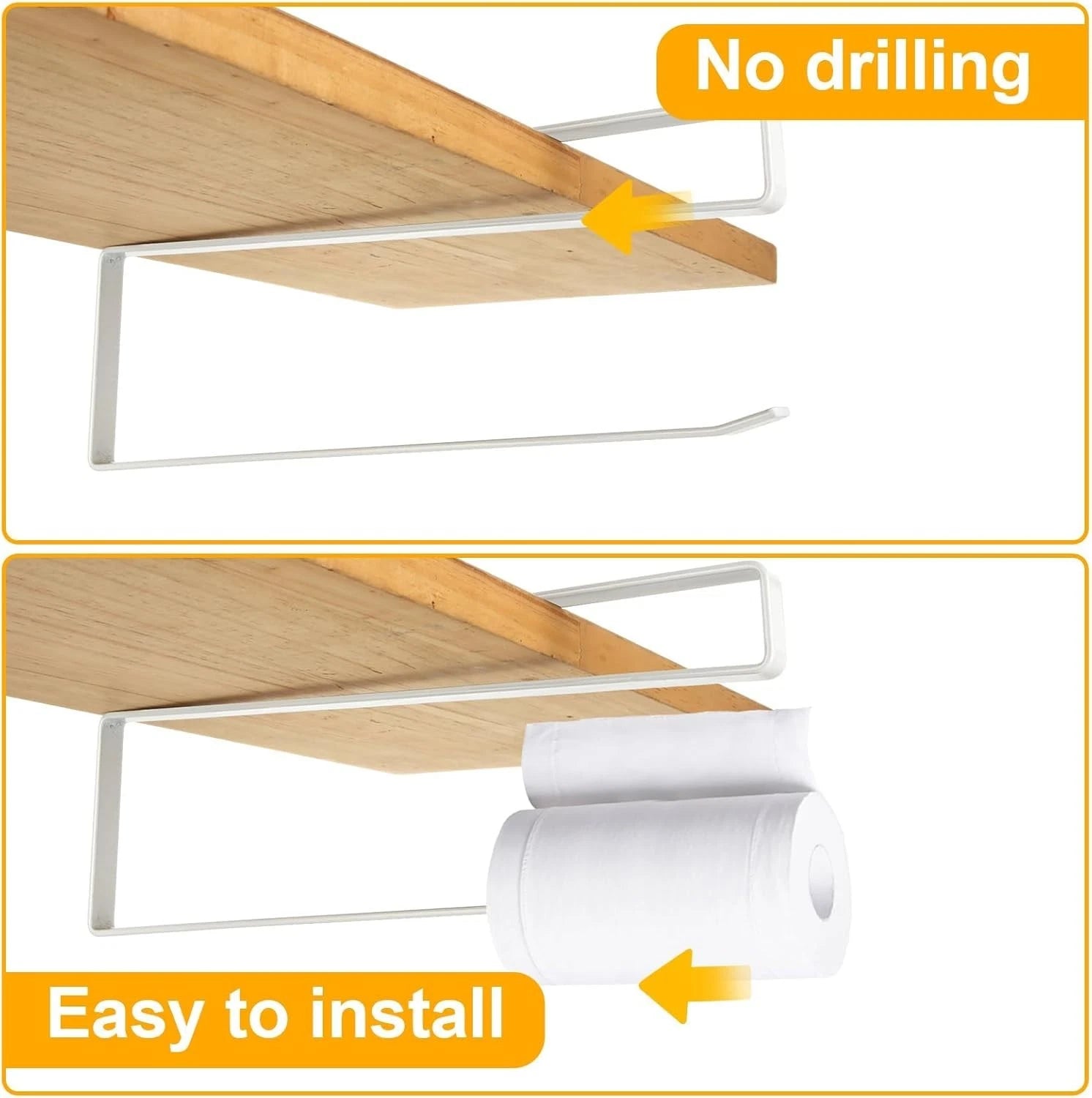 Kitchen roll holder mounted for easy access and quick paper use