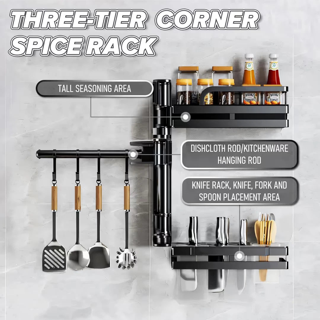 Kitchen wall storage basket rack for organised cooking space