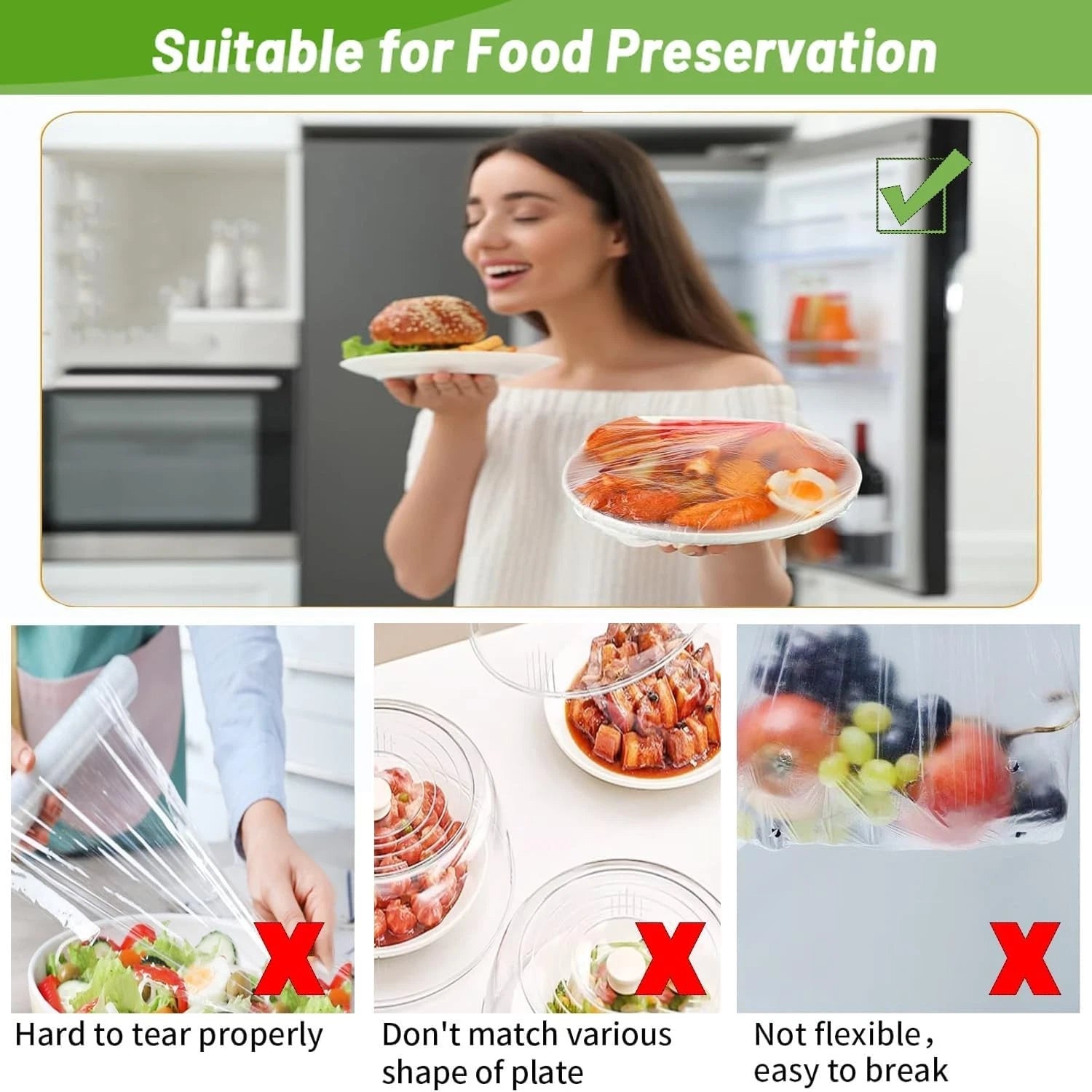 Kitchen wrap food cover bags used for meal prep and storage