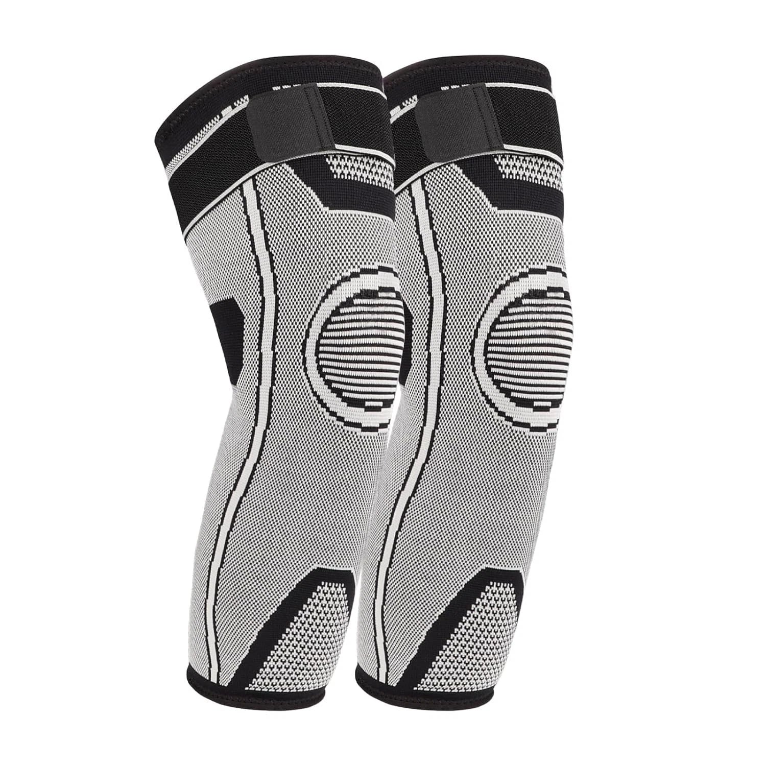 Knee support brace compression sleeve with adjustable support strap