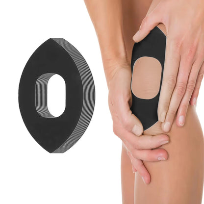 KT tape athlete running with knee support applied