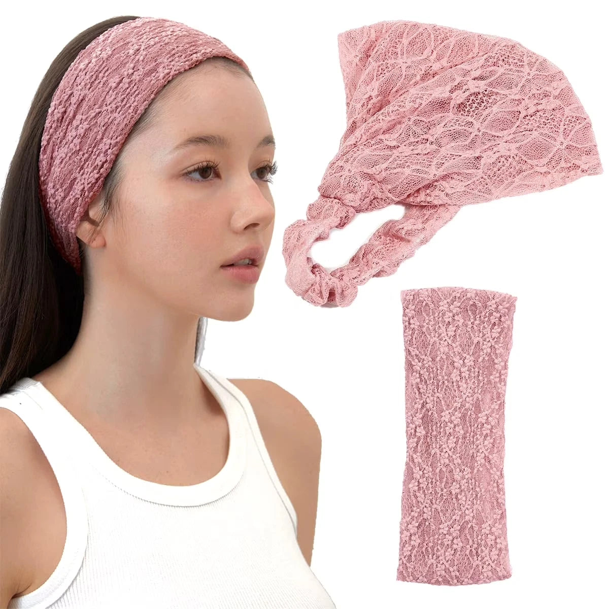 Lace hairband used for yoga workout and hair support