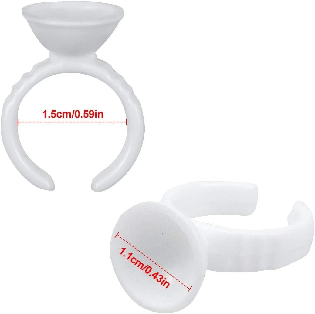 Lash adhesive finger ring used during eyelash application