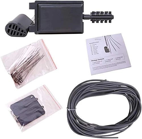 Garden irrigation kit accessories arranged for easy installation setup