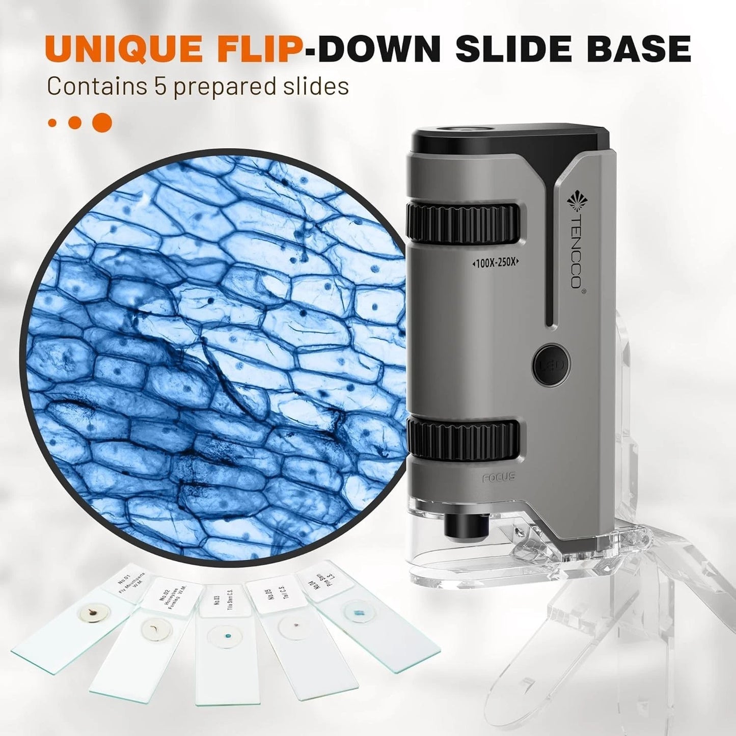LED light mini microscope showing enhanced visibility feature