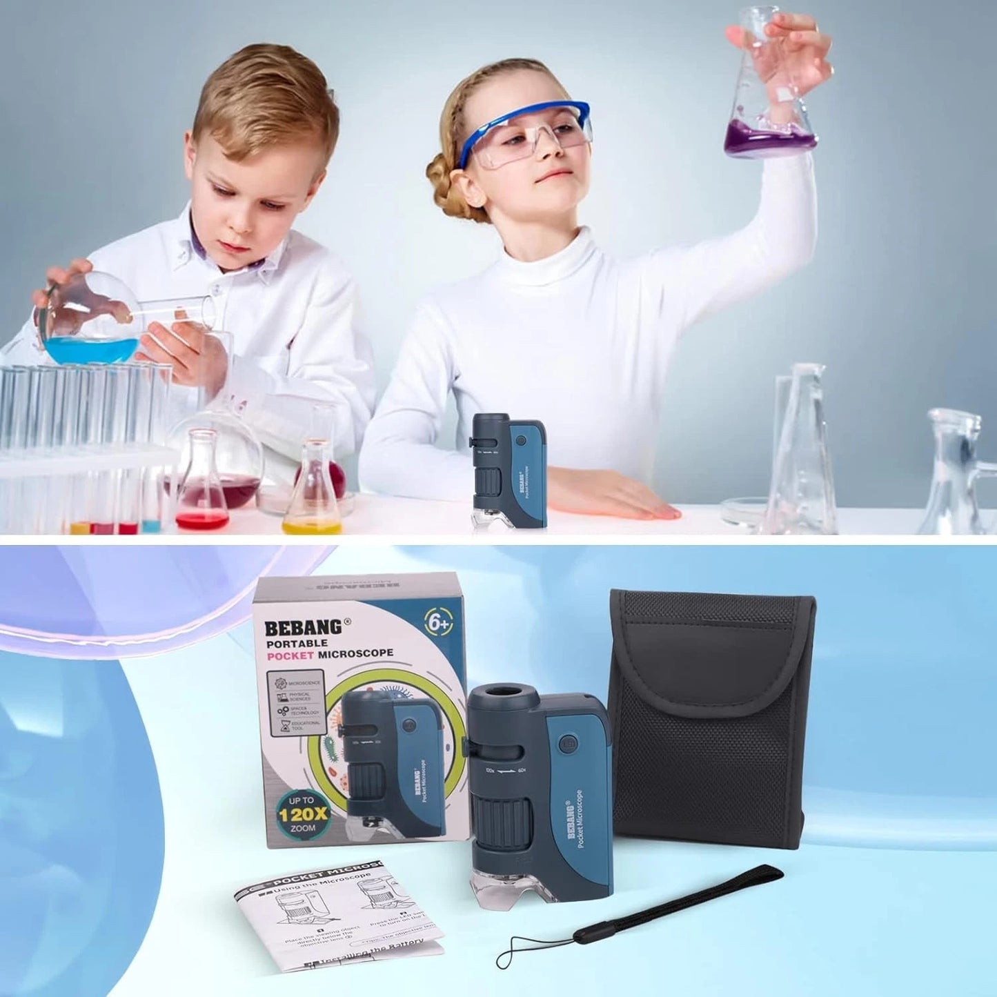 LED light pocket microscope used for exploring small objects outdoors