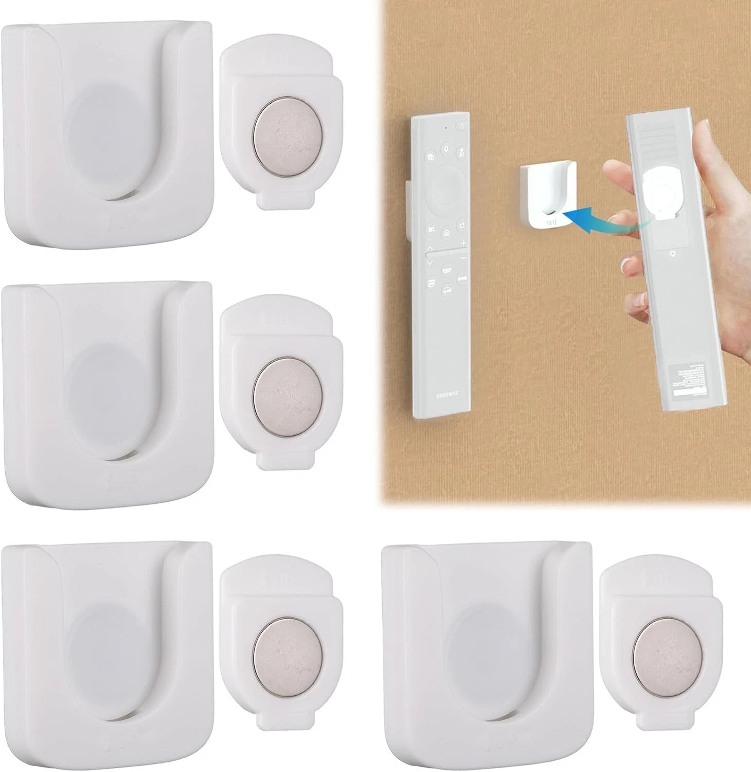 Magnetic remote holder installed neatly on clean wall